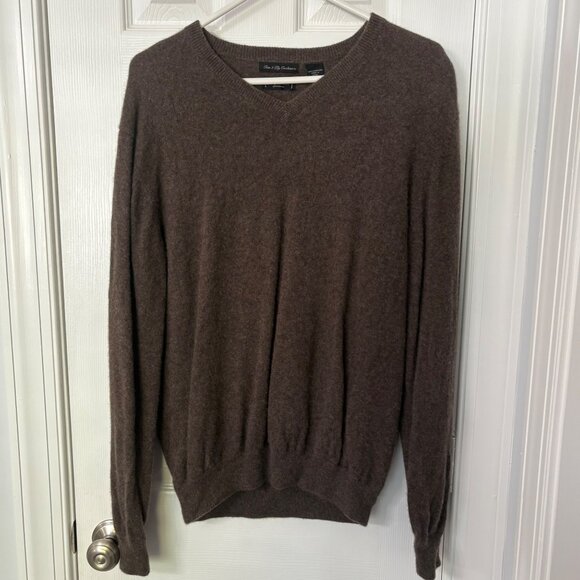 W.H. Belk 100% Cashmere V-Neck Sweater – Brown - Picture 1 of 7